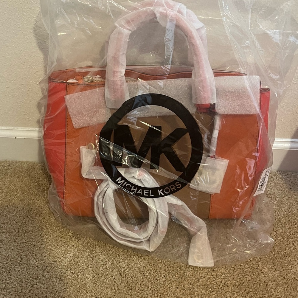 Michael Kors Orange and Tan Satchel - Picture 4 of 5